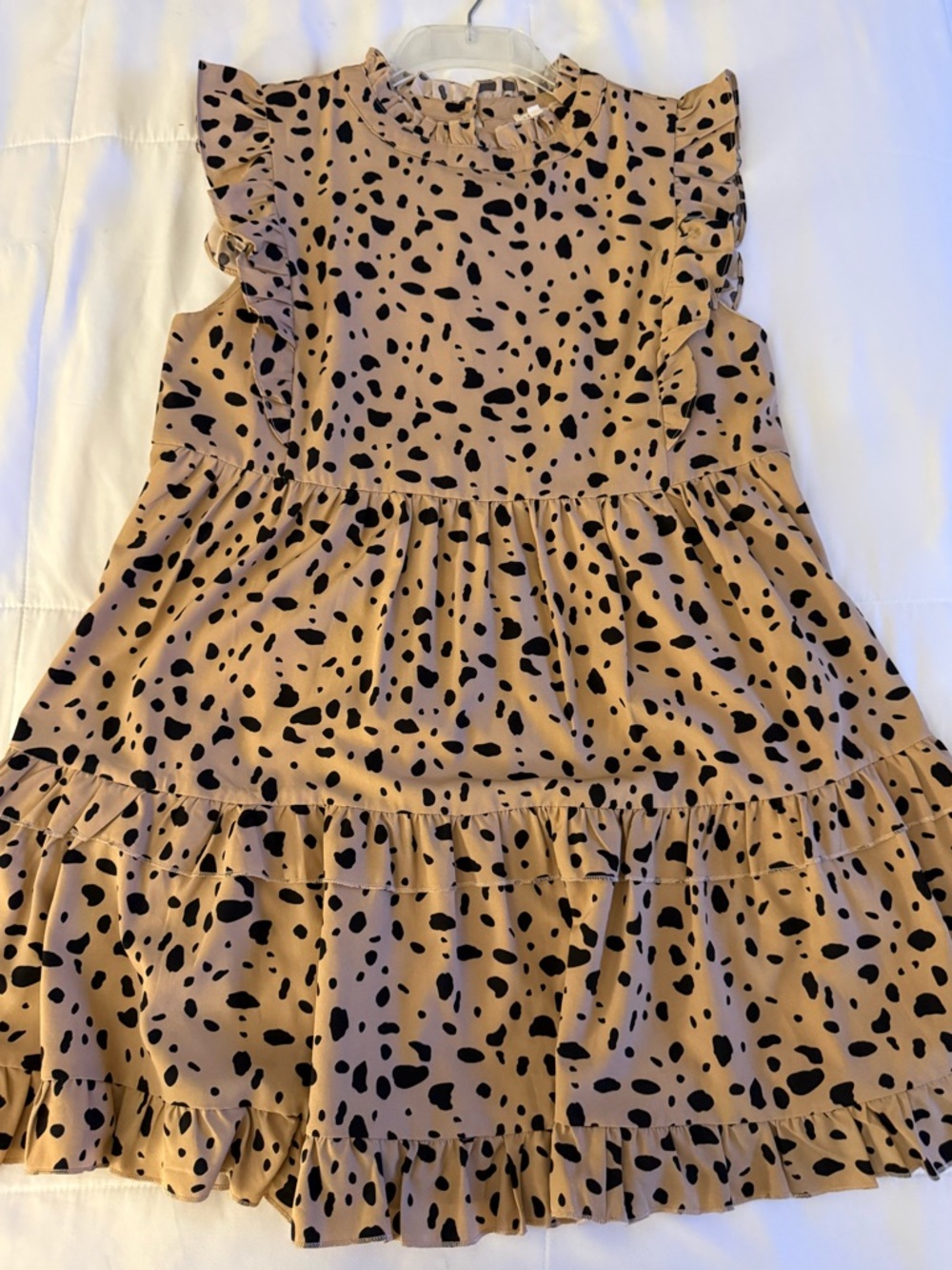 New-JODIFL Leopard Ruffle Sleeve Babydoll Dress-SMALL- Think FALL YA’LL - Picture 4 of 4